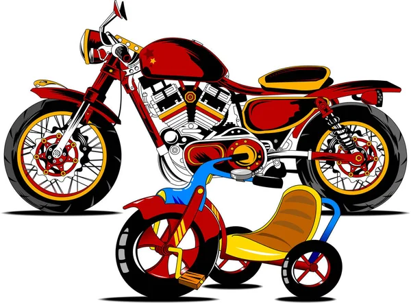 Vintage Negro Blanco Motocicleta Vector Ilustración — Archivo Imágenes Vectoriales