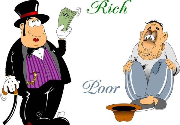 Vector Illustration Rich Poor Difference Concep — Stock Vector