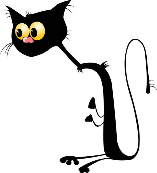 Silhouet Van Een Zwarte Kat Een Witte Achtergrond Vectorillustratie — Stockvector