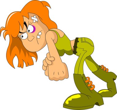 askeri giysili genç kızı davranır agresif, vektör