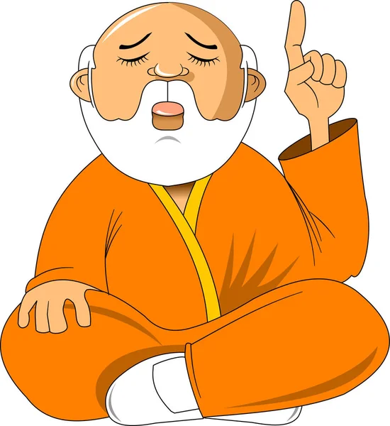 Cartoon Buddhist Monk Meditating Vector Clip Art Illustration Simple Gradients — Stock Vector