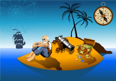 Eski bir denizci yırtık üniformalı üzgün deniz kenarında oturur