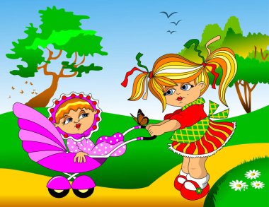 Ablam bebek arabasıyla gezerdi, bebekle bebek arabasıyla gezerdi.