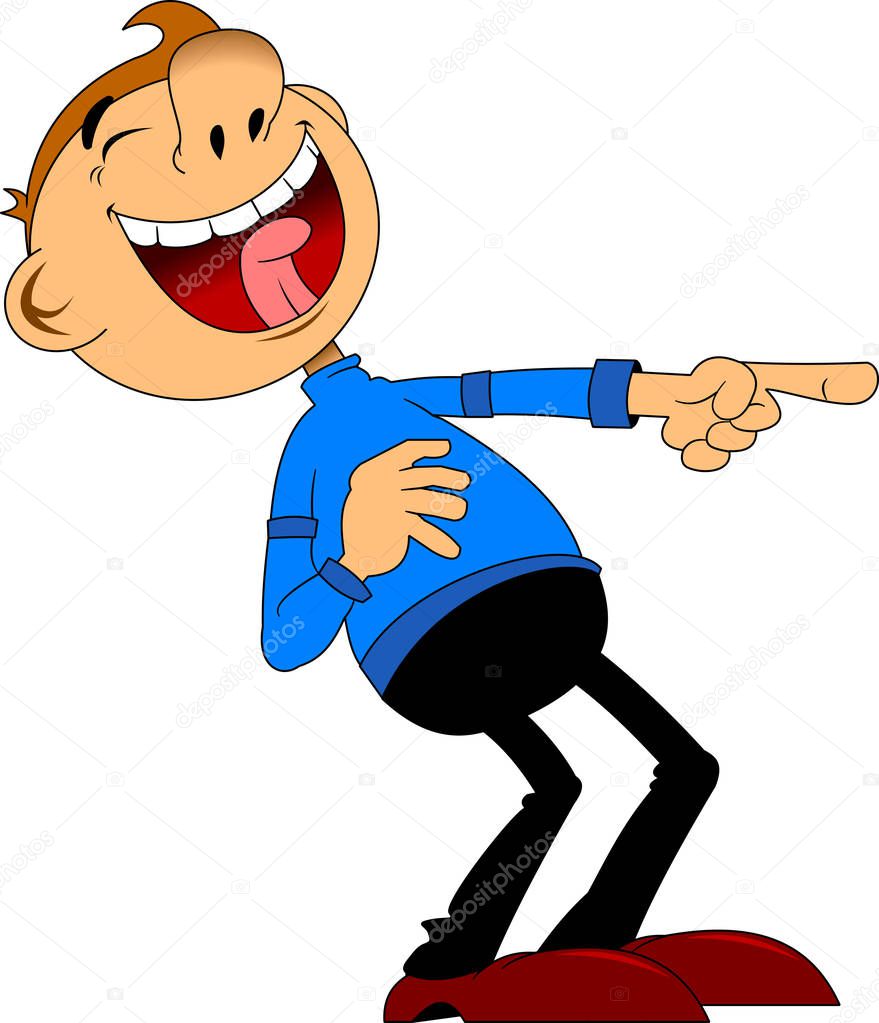 boy in blue sweater laughs, vector and illustratio