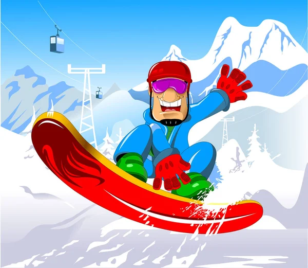 Snowboard omhoog — Stockvector