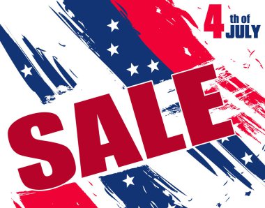 Modern yatay için arka plan 4 Temmuz bağımsızlık günü ABD Satılık posteri veya başlığı. Vektör çizim.