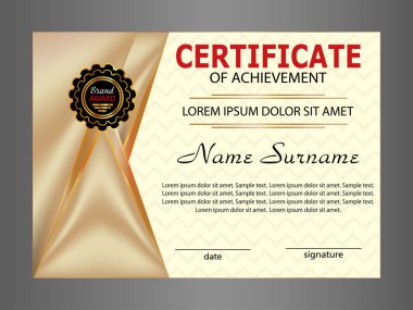 Yatay sertifika şablonu zarif arka plan ile achievemen veya diploma. Vektör çizim.