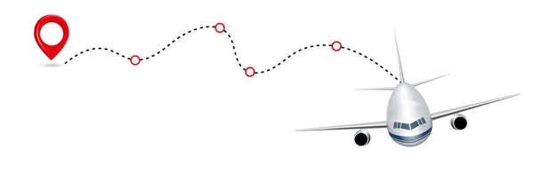 Маршрут Літака Пунктирній Лінії Ізольований Білому Тлі Абстрактний Концепт Графічний — стоковий вектор