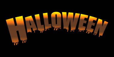 Halloween metin afiş izole siyah arka plan üzerine. Vektör çizim.