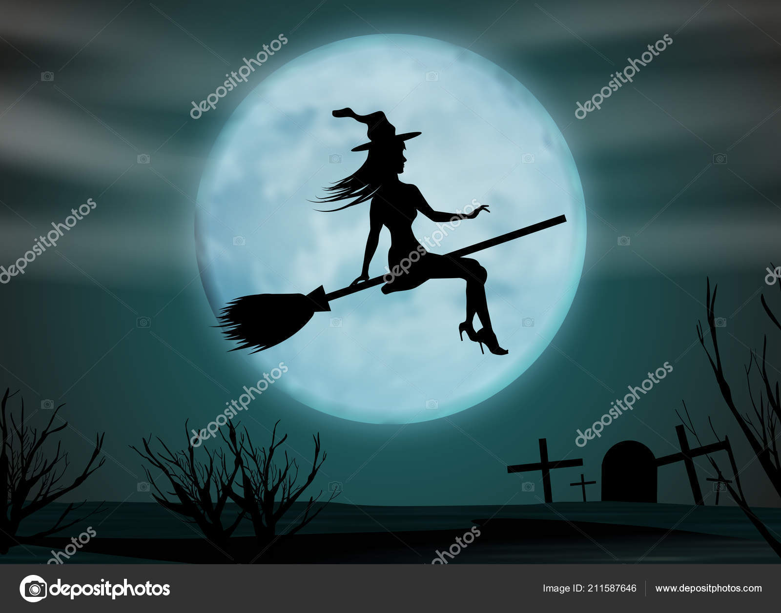 Bruxa-das-bruxas Com Vassoura-de-orla Imagem de Stock - Imagem de fundo,  saltos: 231371151