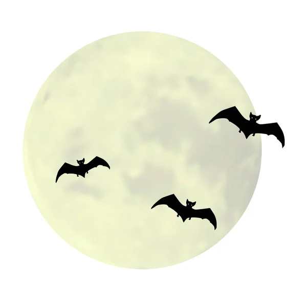 Silhouetten Von Fledermäusen Auf Dem Hintergrund Des Vollmondes Dekoration Für — Stockvektor