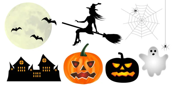 Colección Halloween Elemento Diseño Aislado Sobre Fondo Blanco Ilustración Vectorial — Vector de stock