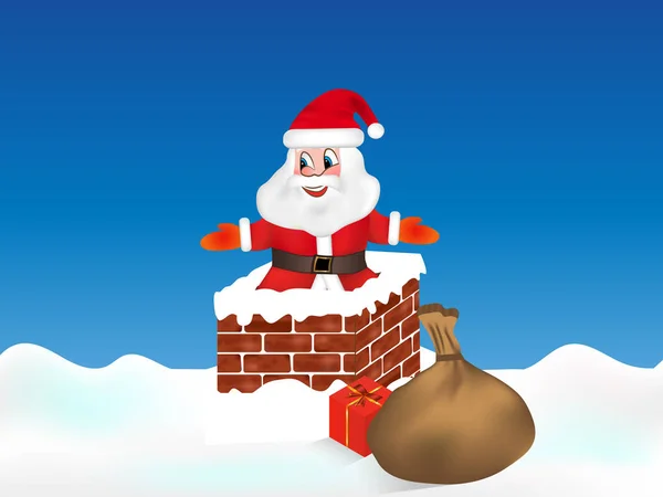 Happy Santa Claus Komíně Vánoční Vektorové Ilustrace — Stockový vektor