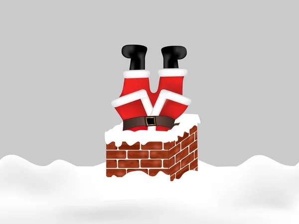 Santa Claus Stuck Chimney Upside Christmas Background Vector Illustration — Stock Vector