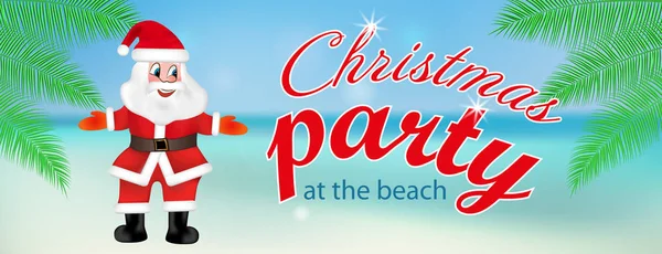 Festa Natal Bandeira Praia Com Papai Noel Ilustração Vetorial —  Vetores de Stock