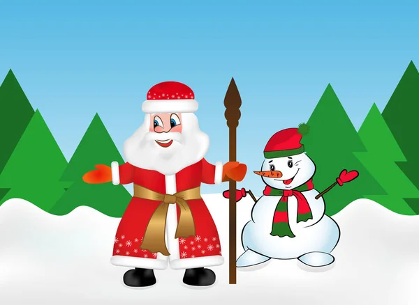 Russischer Weihnachtsmann Oder Väterchen Frost Auch Bekannt Als Ded Moroz — Stockvektor