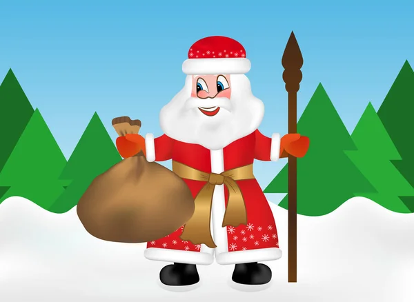 Der Russische Weihnachtsmann Oder Väterchen Frost Auch Bekannt Als Dded — Stockvektor