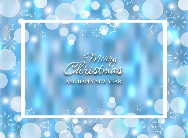 Christmas Glowing Blue Background Holiday New Year Abstract Glitter Winter — Stock Vector