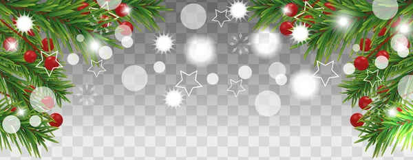 Jul Och Gott Nyår Ljusa Banner Med Julgran Grenar Och — Stock vektor