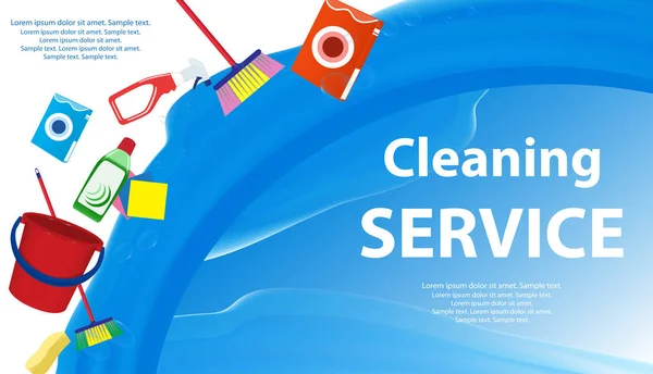 Cleaning Service Blue White Fone Splash Water Плакат Баннер Мыльными — стоковый вектор