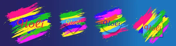 Holi Festival Colorful Abstract Background Set Elements Design Vector Illustration — Stock Vector