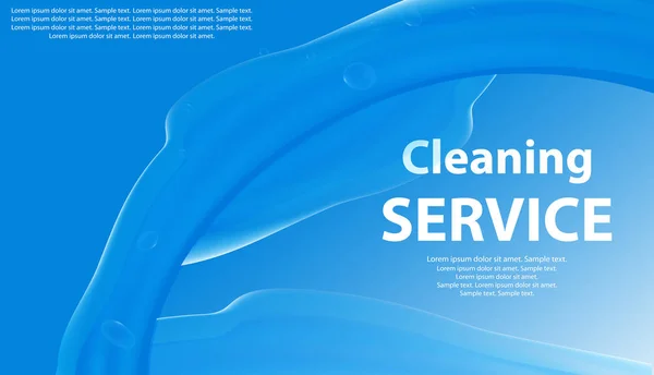 Services de nettoyage ou de blanchisserie fond bleu avec une touche d'eau. Bannière ou affiche pour la propreté. Vecteur — Image vectorielle