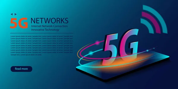 5g ağ yeni kablosuz internet WiFi bağlantısı. Küresel yüksek hızda Internet genişbant yenilikçi nesil. Teknoloji Neon parlayan soyut arka plan. Vektör .