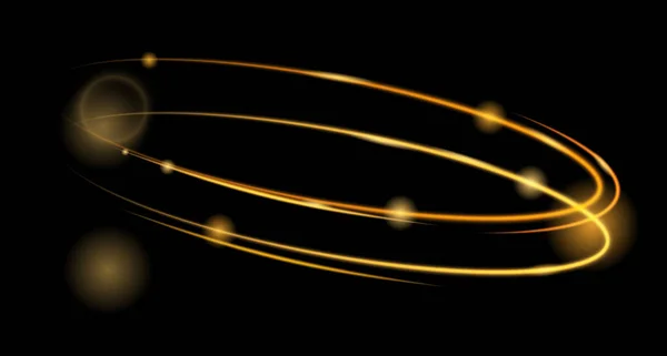 Soyut altın daire parlaklık ve bokeh etkisi ile parlak ışık. Parlayan Neon ışık efektleri. Vektör