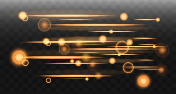 Glowing Neon Light Effects. Abstract Golden Line with Radiance and Bokeh Effect. Vector — Stockvector
