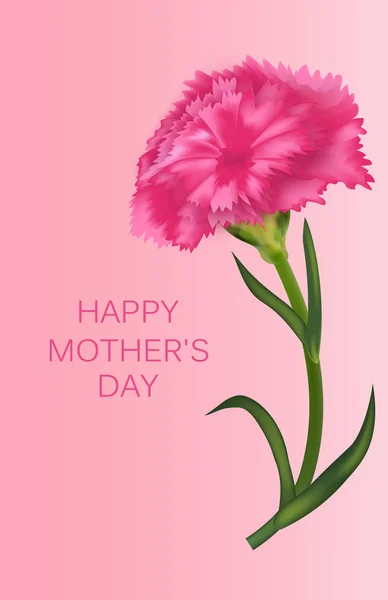 Vertical template for Mother's Day with carnation. Banner, poster or greeting card. Vector — Stock Vector