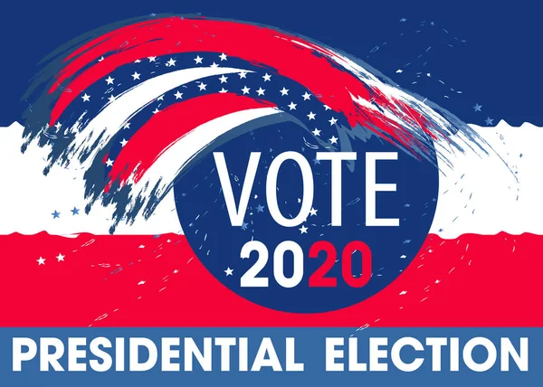 Elecciones presidenciales de los Estados Unidos de América. Banner moderno Vote 2020 USA elementos de diseño dinámico para un volante, presentaciones, póster, etc. Vector — Archivo Imágenes Vectoriales