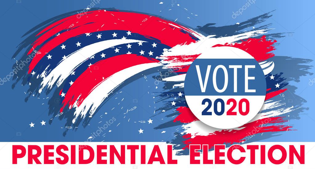 United States of America Presidential Election. Colorful modern banner. Vote 2020 USA dynamic design elements for a flyer, presentations, poster etc. Vector