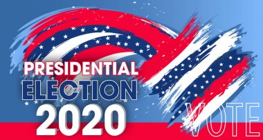 Amerika Birleşik Devletleri Başkanlık Seçimi için dinamik tasarım öğeleri. Banner Oy 2020 Abd. Vektör