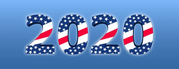 Präsidentschaftswahlen in den Vereinigten Staaten von Amerika 2020. Abstimmung 2020 in den USA Dynamische Ziffern entwerfen Elemente für Flyer, Banner oder Poster in der Farbe der Nationalflagge. Vektor — Stockvektor