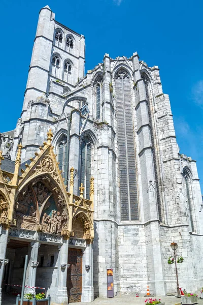 Huy Belgien Vallonien Colegiata Gotiska Katedralen Notre Dame Och Gamla — Stockfoto