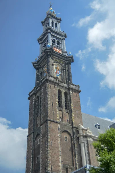 Torre Della Chiesa Oude Kerk Amsterdam Chiesa Più Antica Della — Foto Stock