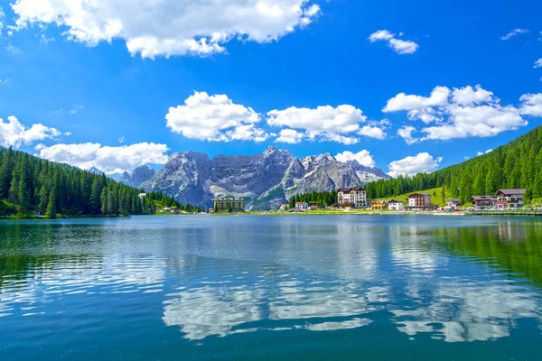 Vista Lago Misurina Dolomites Itália Verão — Fotografia de Stock