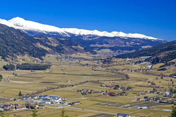 Vista Estância Esqui Aineck Vista Vale Mur Murtal Alpes Austríacos — Fotografia de Stock