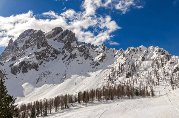 Paysage Hivernal Dans Chaîne Montagnes Des Dolomites Station Ski Alpin — Photo