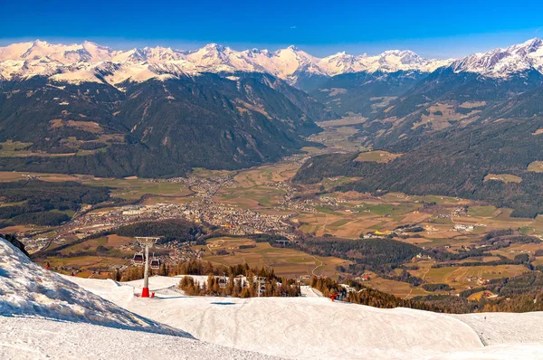 Zima Krajobraz Dolomity Regionie Plan Corones Kronplatz Ski Resort Włochy — Zdjęcie stockowe