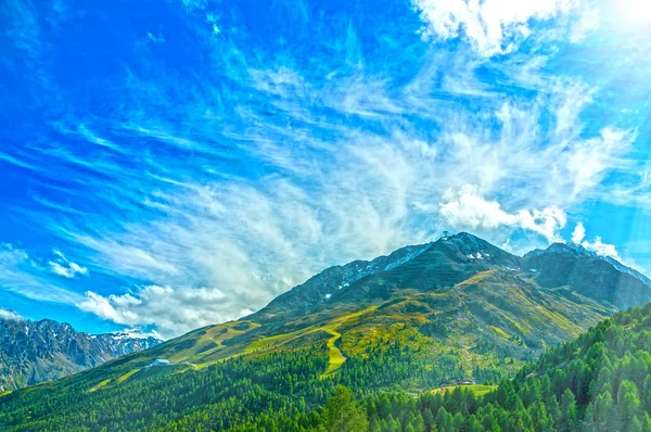 Rakouské Alpy Hory Letní Krajina Soelden Vrchol Wildspitze Pozadí — Stock fotografie