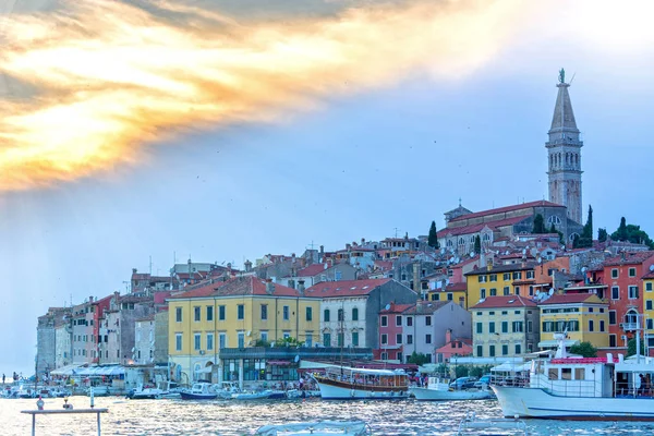 Rovinj Cidade Península Ístria Croácia Pôr Sol — Fotografia de Stock