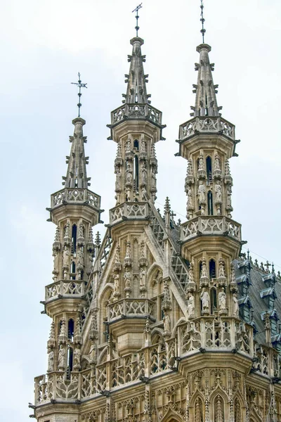 Fachada Gótica Câmara Municipal Leuven Bélgica — Fotografia de Stock