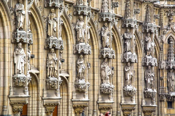 Fachada Gótica Del Ayuntamiento Lovaina Bélgica — Foto de Stock