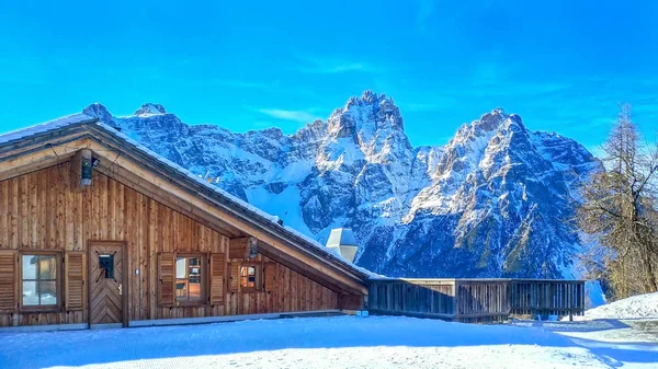 Chalet Dolomieten Gebergte Italië Croda Rossa Pefka Zuid Tirol Alto — Stockfoto