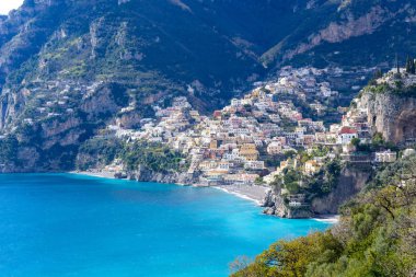 Positano Italya 'da Amalfi sahili üzerinde