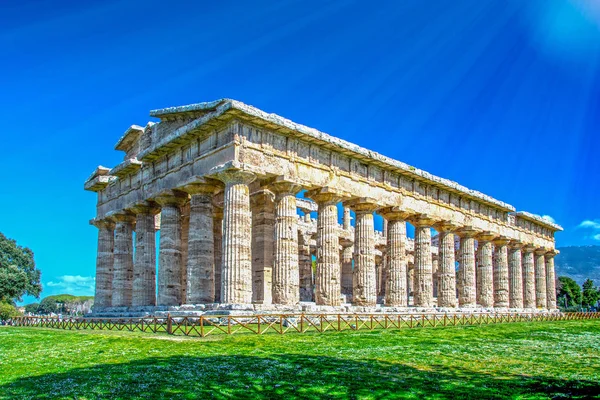 Templo Netuno Famoso Paestum Patrimônio Mundial Unesco Arqueológico Dos Templos — Fotografia de Stock