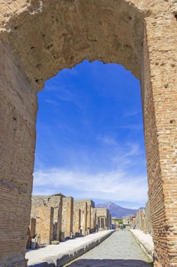  Pompeii, İtalya'da antik Roma kenti, Arco din Neron ve Vezüv