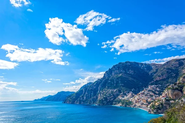 Panoramatický Pohled Positano Pobřeží Amalfi Itálii — Stock fotografie