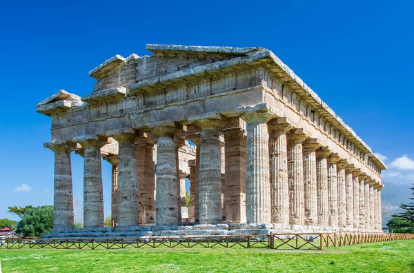 Templo Hera Famoso Paestum Patrimônio Mundial Unesco Arqueológico Dos Templos — Fotografia de Stock